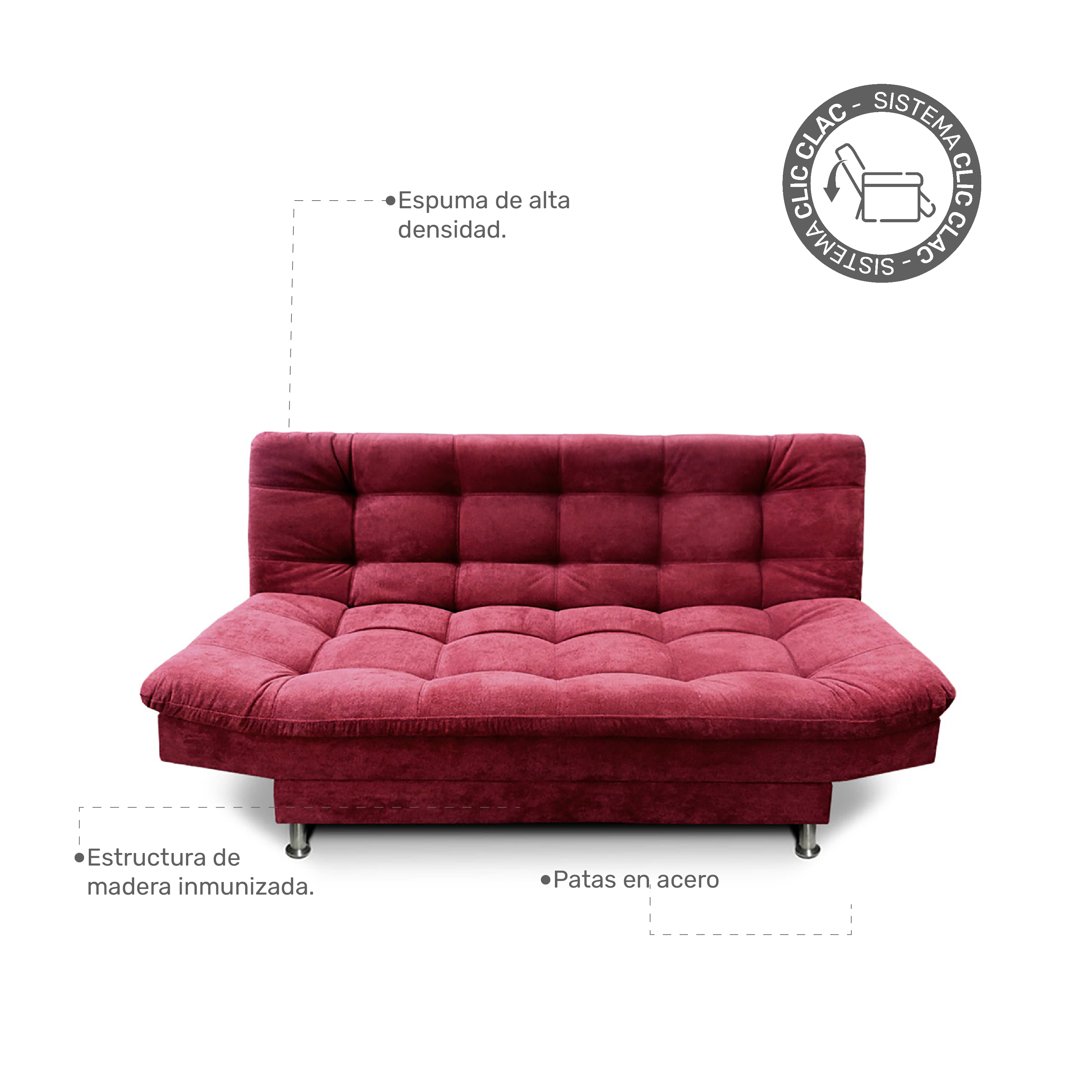 Sofa Cama Imperial Color Rojo